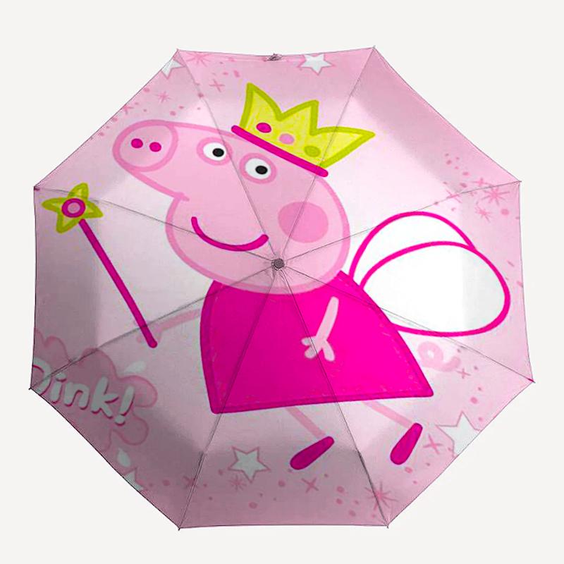 Peppa Pig Theme Automatic Umbrella, Lightweight & Portable, 8 Rib, Perfect for Outdoor Travel, Birthdays, Christmas, Gifts.