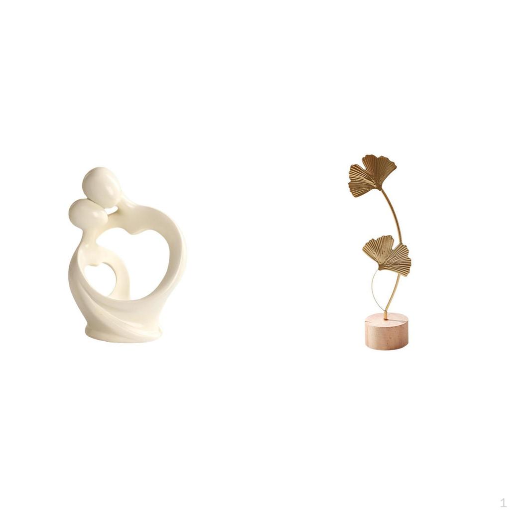 Artistic Resin Figurine Collection Featuring Abstract Couple And Nordic Shaped Metal Sculpture for