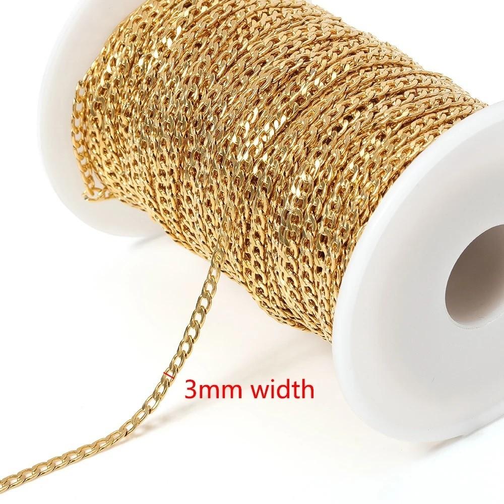 3-7mm Thickness Stainless Steel Chain Flat Chain Jewelry Making Accessory for Punk Jewelry Making