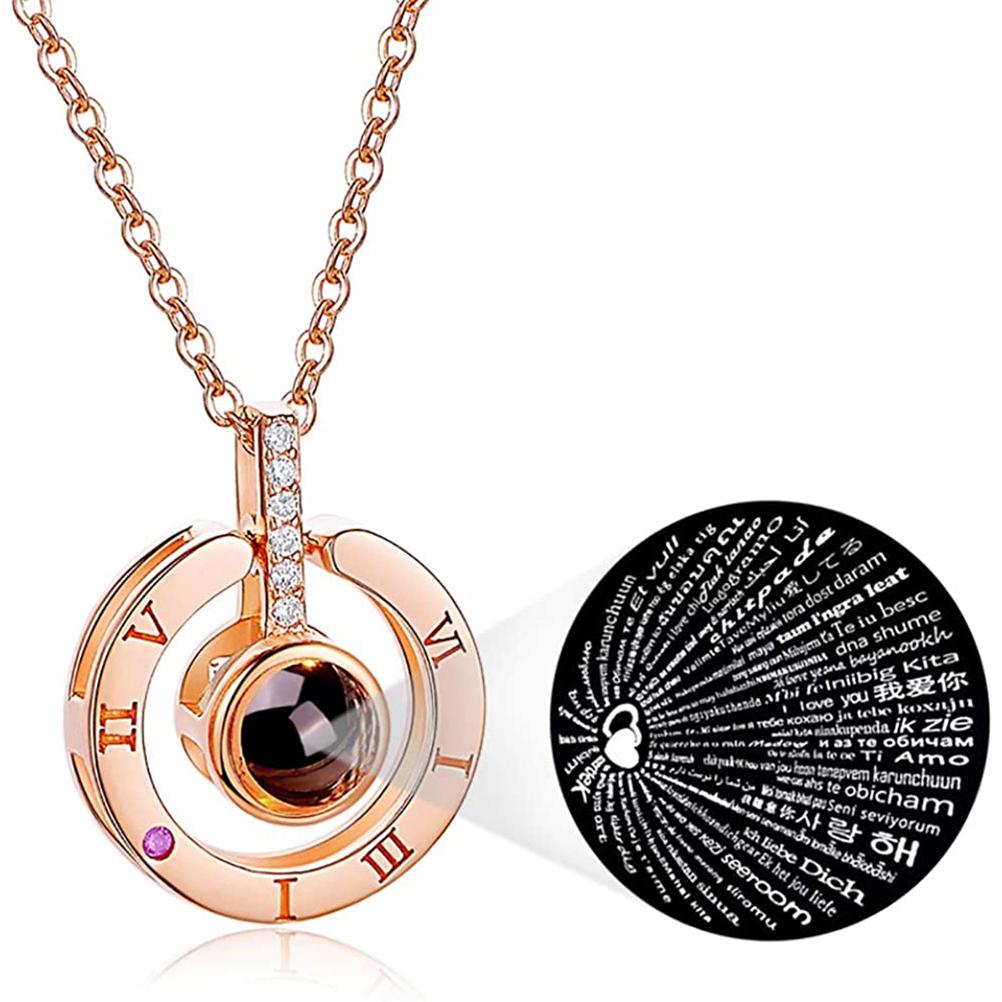 100 Languages I Love You Projection Pendant Necklace Love Memories Clavicle Necklace Valentine s Day Gift for Women