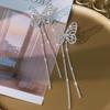 European and American butterfly fringed earrings women's long full diamond stud earrings exaggerated temperament versatile fashion commuter earrings