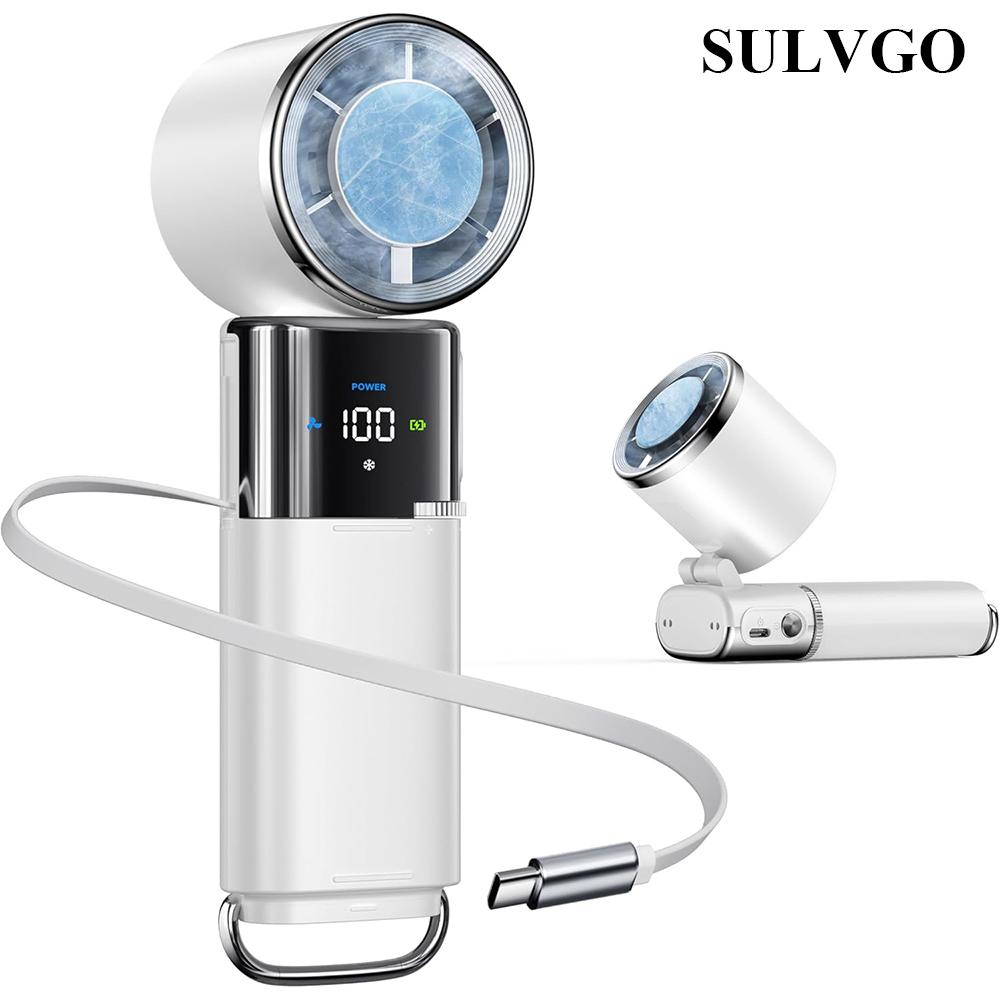Commute/Home Office Instant Chill 3-in-1 Fan, 6000mAh Battery, 120° Rotation, Stepless Speed & Built-in Type-C Cable for Home