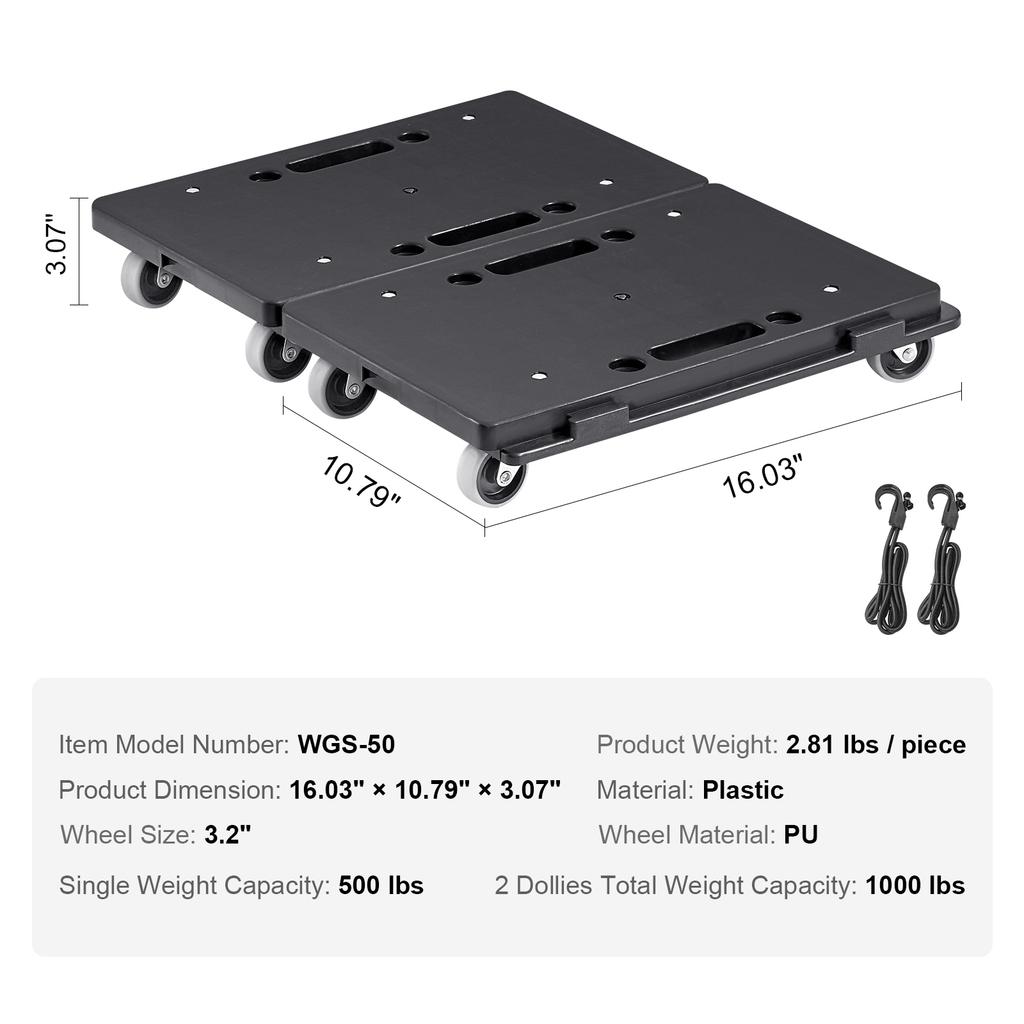 SucceBuy 2 Pack Furniture Mover Pallet Trolley 500 Lbs Each Count with 4 Wheels Small Flat Dolly Cart for Industrial Machinery