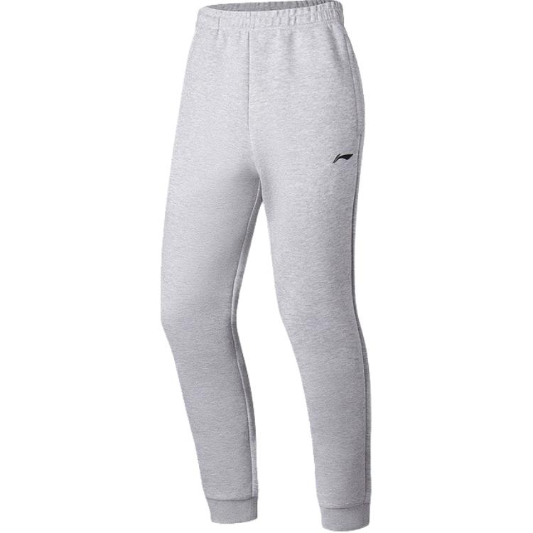 Li Ning Fitness Series Solid Color Mid Waist Comfortable Breathable Versatile Tapered Knit Sports Pants Men Pants Gray AKLT005-3