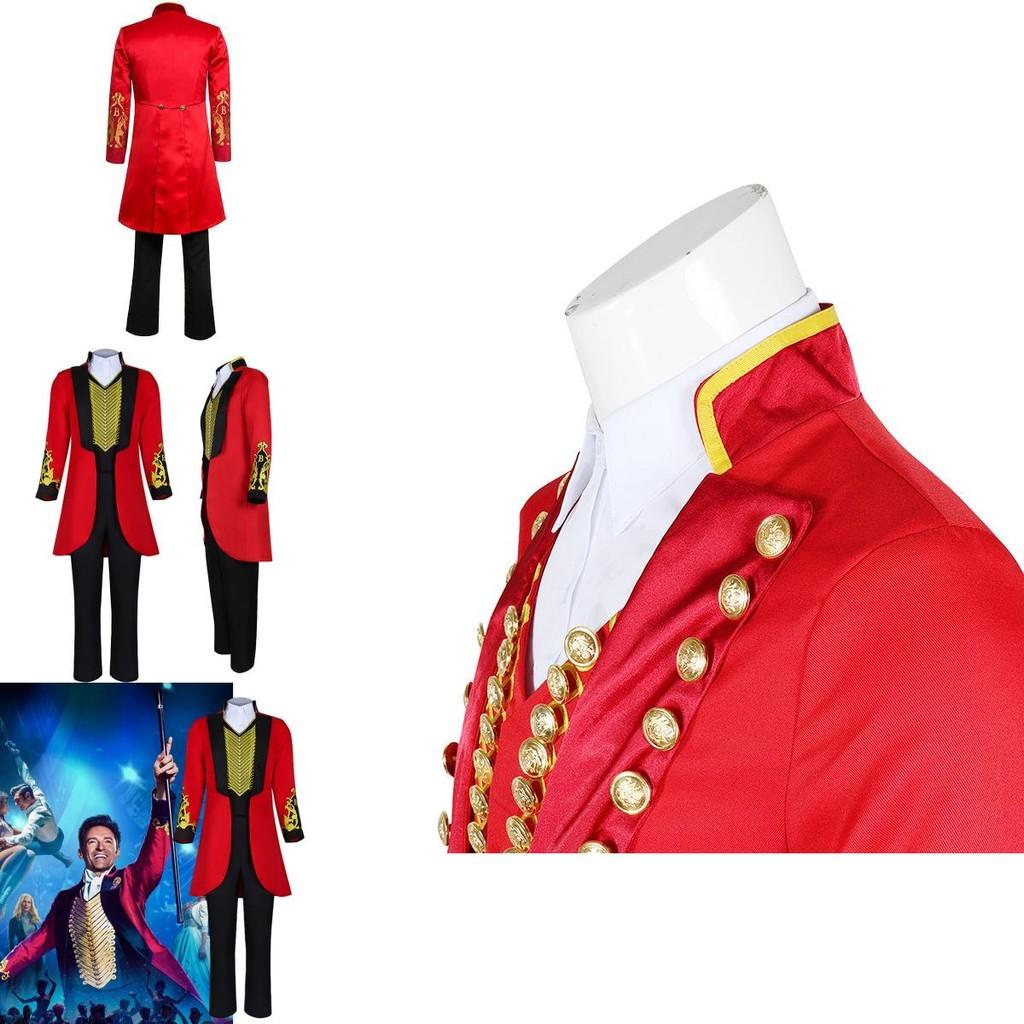 The King Of Circus Barnum Cosplay Costume For Men Red And Black Polyester Blended Fabric
