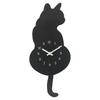 [Fancy] Bzl-26 Wall Clock with Swinging Tail, Wall-Mounted Pendulum Clock (Black Cat)