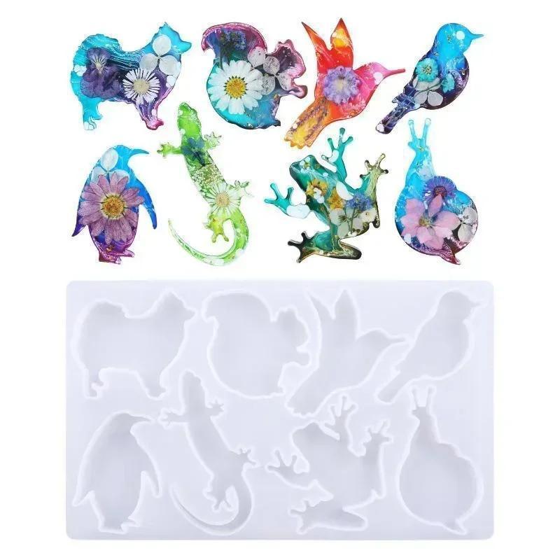 New Creative Shape Handmade Molds DIY Crystal Epoxy Resin Mold Animal Lizard Keychain Mirror Silicone Molds Accessories