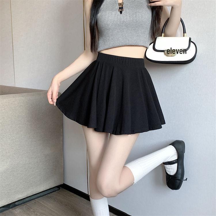 

Women s High Waist Pleated A-Line Skirt - Summer Casual Sporty Petite Fit Medium - Premium чёрный