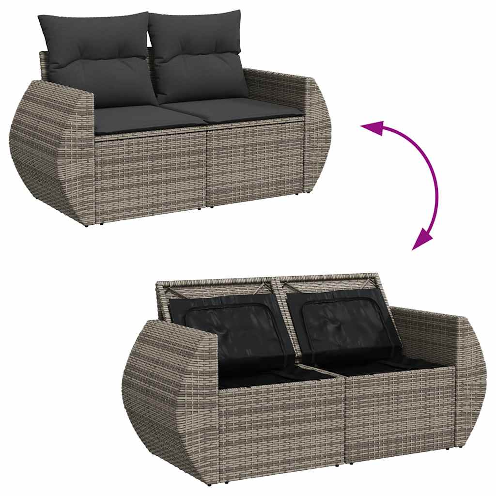 Vidaxl 5-Cz. Garden Lounge Set, Cushions, Grey PE Rattan