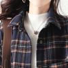 Coat for Women Cotton Casual Oversize Double Layer Plaid Long Shirt Top Jacket