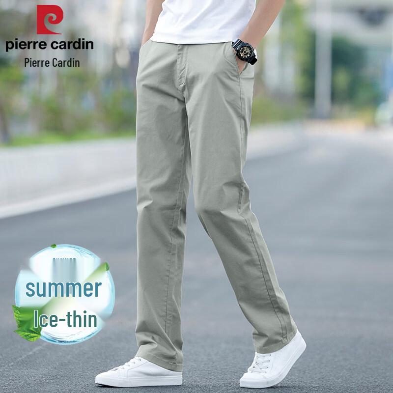 Pierre Cardin Men s Straight-Leg Relaxed Fit Ice Silk Cool-Feel Casual Pants 34