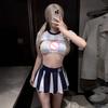 Sexy Cheerleading Football Baby Cosplay Sets Printed Bra Mini Skirt Women Uniform Couple Fantasy Soccer Uniform Role Play