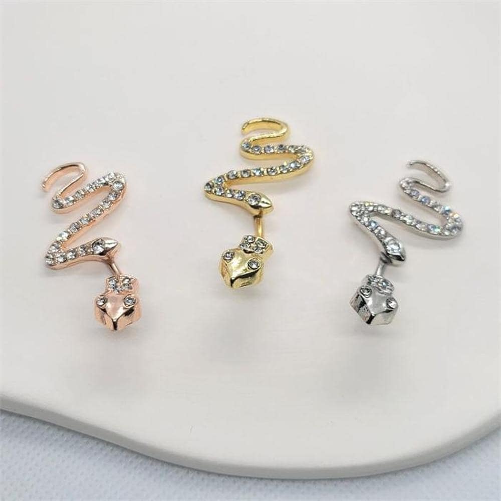 [Onm] Onm Curved Snake Belly Button Piercing 3 Types: Silver, Rose Gold, and Gold (S9594211)