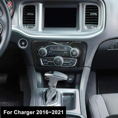 Pre Dodge Charger 2016~2021 Príslušenstvo Diely 1x Nálepka na stredovú konzolu do auta AC Carbon Fiber Button Switch Panel