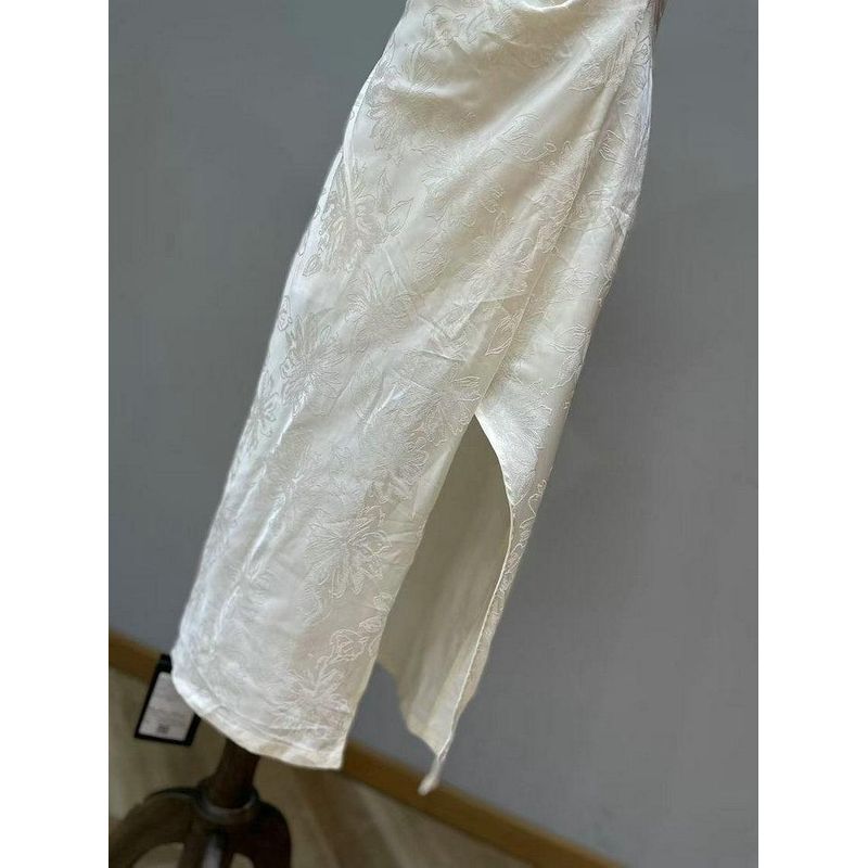 2024 Autumn New Cold Style Improved Cheongsam New Chinese Exquisite Buckle Short sleeve Side Slit Dress