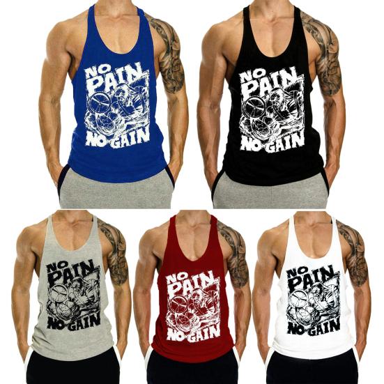 Gilet Estivo da Uomo Senza Maniche Slim Fit Stampa Lettere Hip Hop Morbido Elastico Scollo a U Assorbimento Sudore Casual Fitness Palestra Canottiera da Uomo