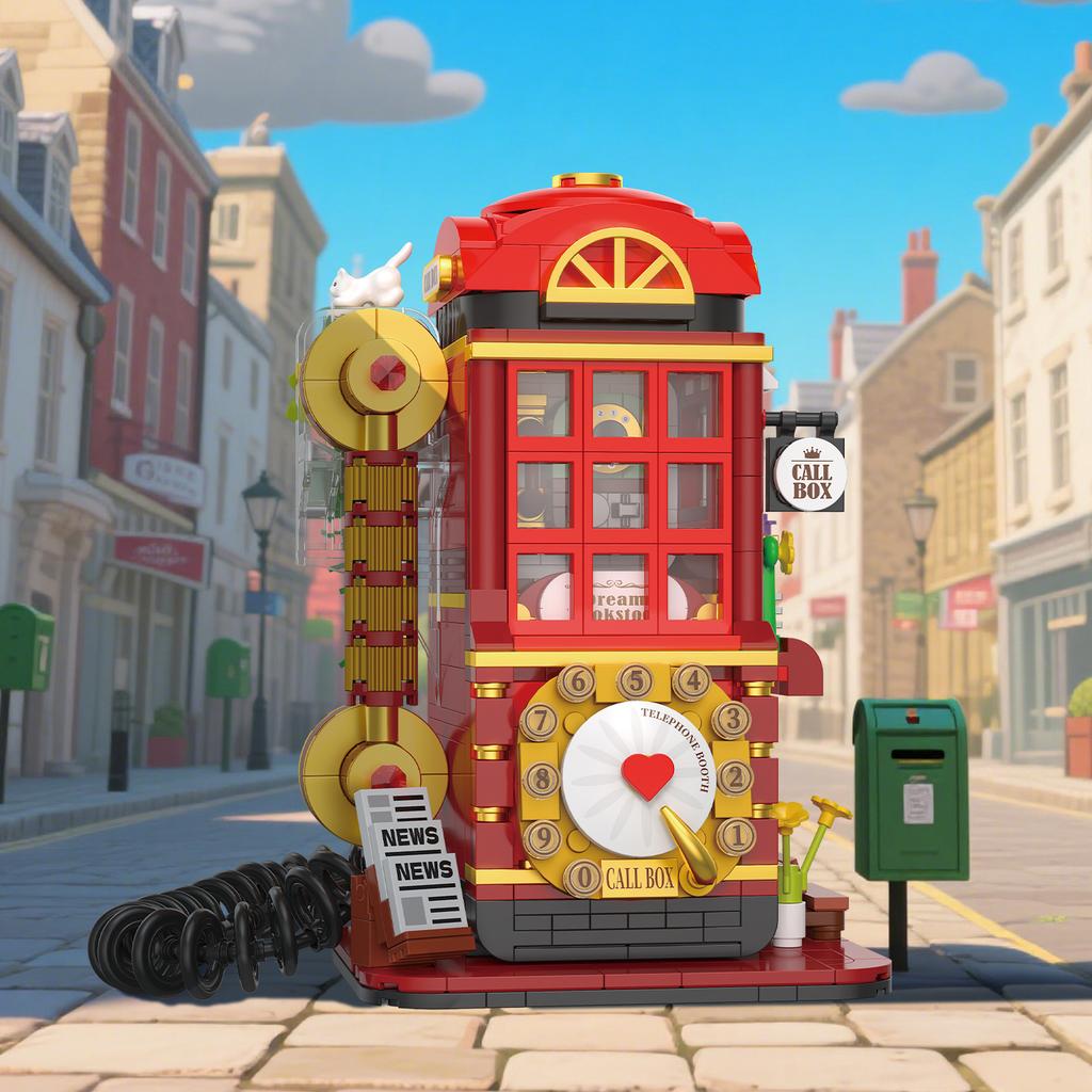 Non-Toxic Telephone Booth Building Blocks Game Machine Street View Architecture Home Decor Model Assemble Bricks Toy Gift For Kid Adult