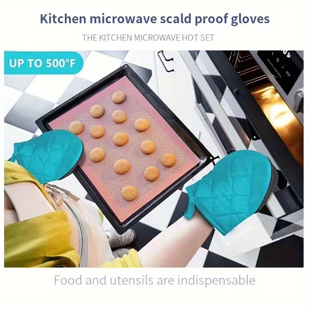 1Pair with Non-Slip Grip Surfaces Kitchen Oven Gloves Microwave Oven Gloves  for BBQ Baking Cooking