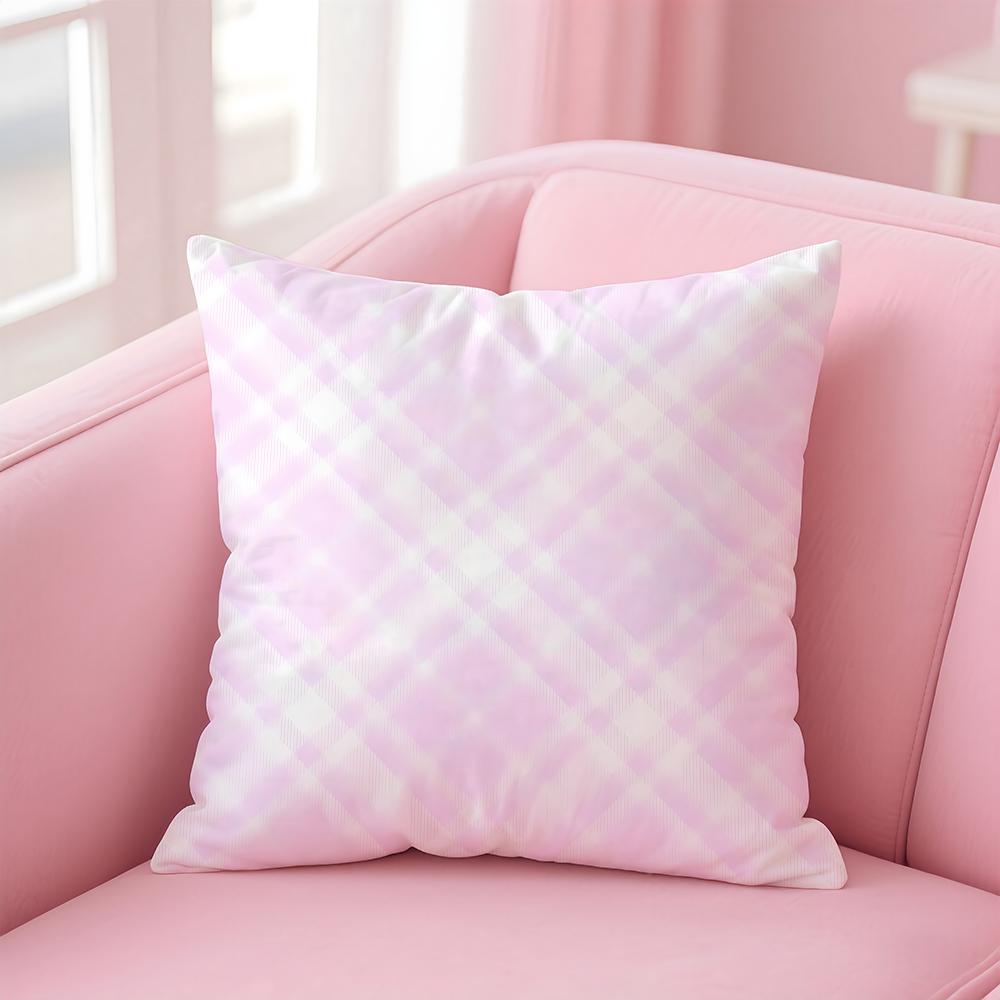 simple Monochromatic check pattern Cushion Cover Pillow Case Soft Skin Friendly Fabric  Concealed Zipper