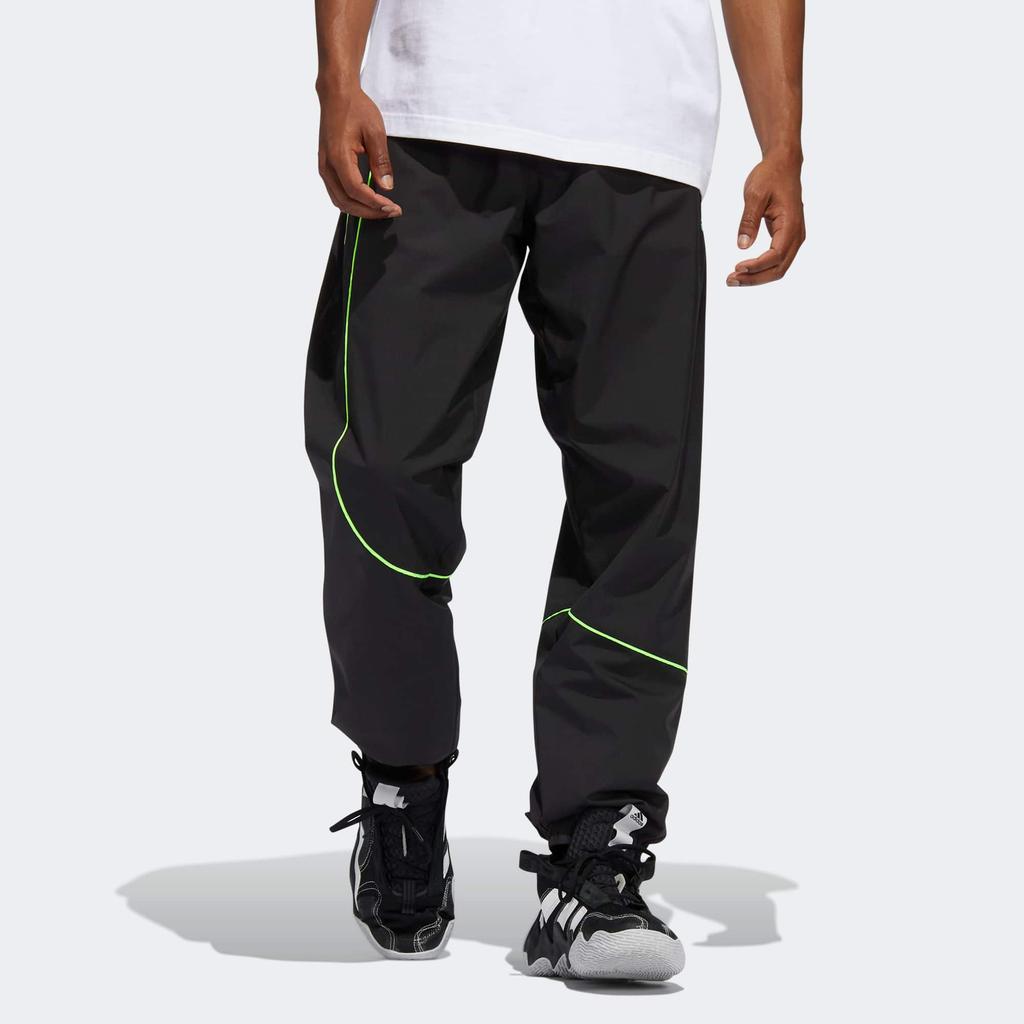 adidas Trae Track Pants With Embroidered Print And Drawstring Elastic Men Bottoms Black HS6875