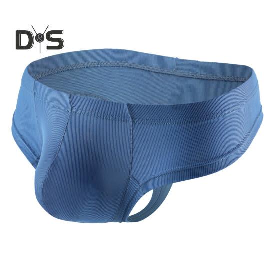 Men Summer Thong Low-rise Ice Silk Ribbed Briefs Solid Color High Elasticity Underwear Smooth Lines Underpants