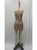 2025 European & American Women's Feather Suspender Dress - Deep V Neck, Sexy Nightclub Party Style