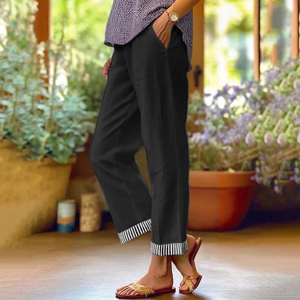 Women's Casual And Fashionable Color Loose Pants With Pocketes
