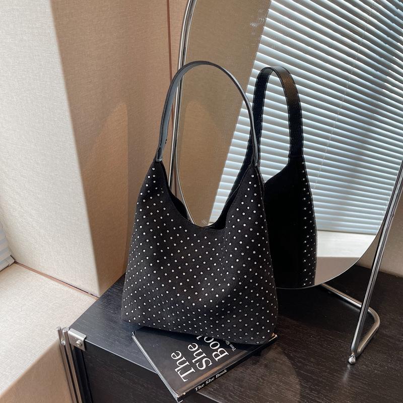 2025 нишевая повседневная джинсовая сумка-подмышка повседневная большая сумка-тоут модная плечевая сумка-ведро серебряный