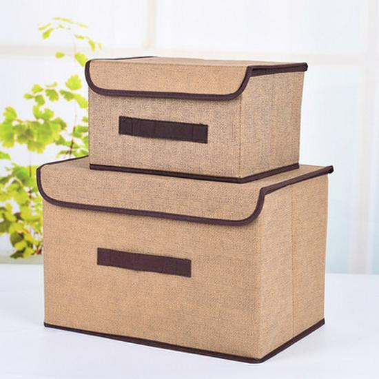 Collapsible Non-Woven Fabric Storage Box with Lid - Portable, Dustproof Organizer for Clothes and Clutter