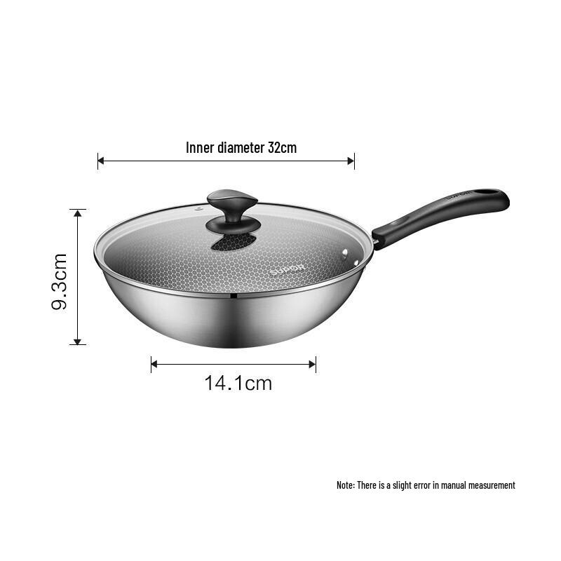 SUPOR 32cm Stainless Steel Honeycomb Wok