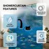 Impressionist Black Cat Water Lily Shower Curtain - Creative Monet Style Art - Indoor Home Bathroom Decor Artistic Bath Curtain
