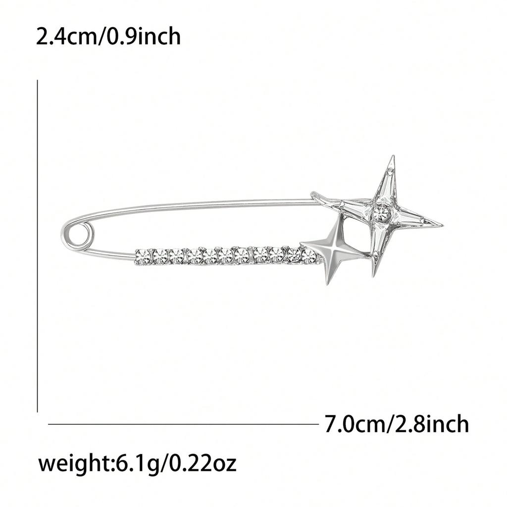 New Light Luxury Alloy Water Diamond Cross Star Pins Exquisite Versatile Women's Suit Coat Chest Flower Jewelry Pin