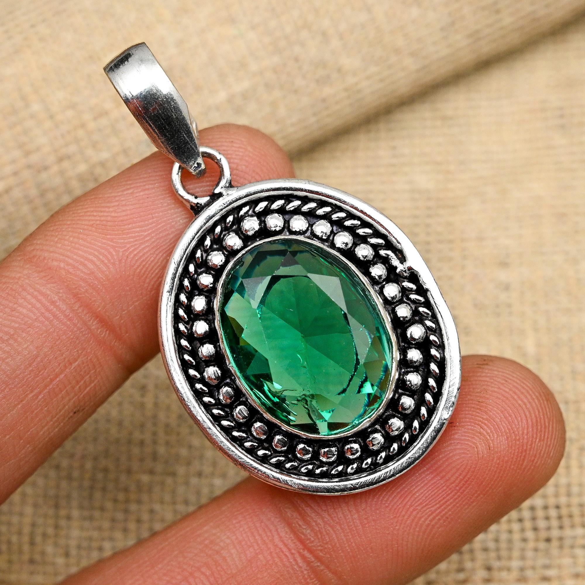 

Цаворит драгоценный камень стерлингового серебра 925 пробы ювелирные изделия ручной работы кулон для свадебного подарка