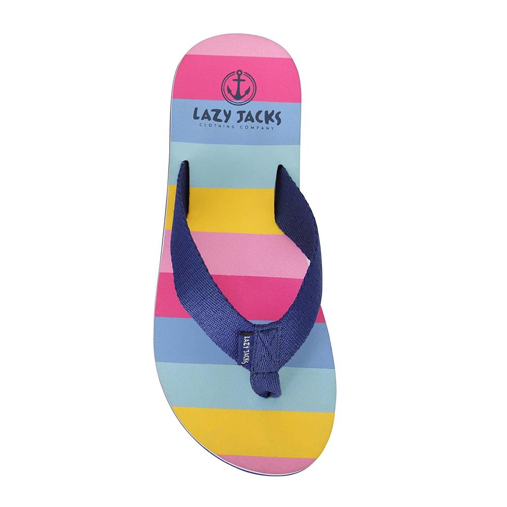 Lazy Jacks Girls Block Stripe Flip Flops
