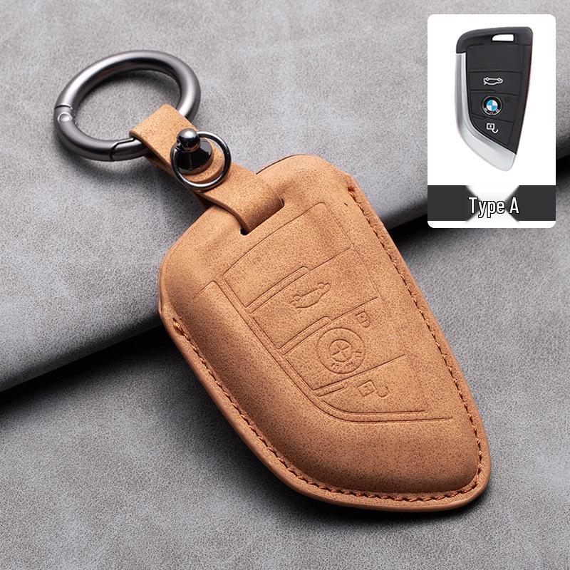 Compatible Leather Keychain Shell for BMW Series: Fits X1, X3, X5, 1 Series, 3 Series, 5 Series, 6 Series, 7 Series, NFC Card Snap