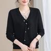 2025 Trendy Mom's Stylish Knit Cardigan: Spring/Fall Fake Two-Piece for Middle-Aged & Elderly Women
