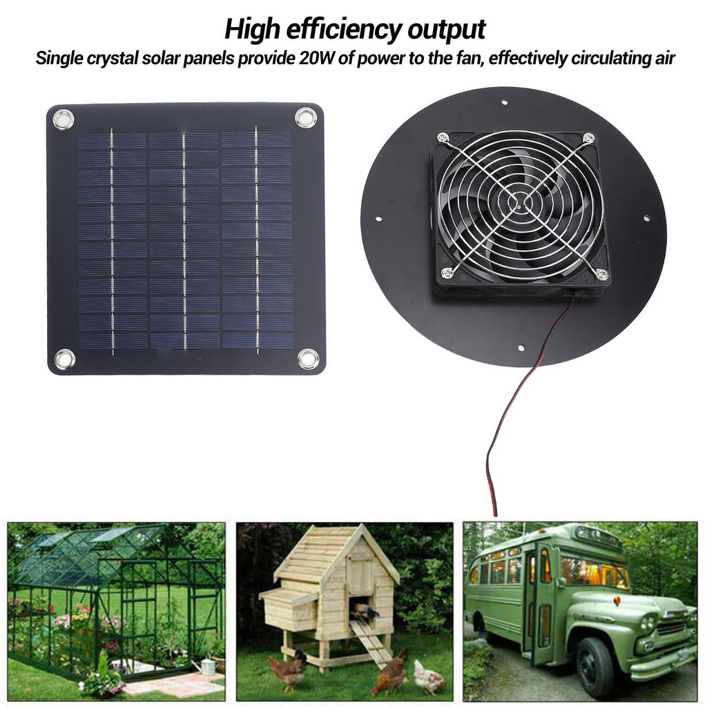 Ventilador Exaustor Solar 20W Versátil de Alta Eficiência Monocristalino Alimentado a Energia Solar para RV Iate