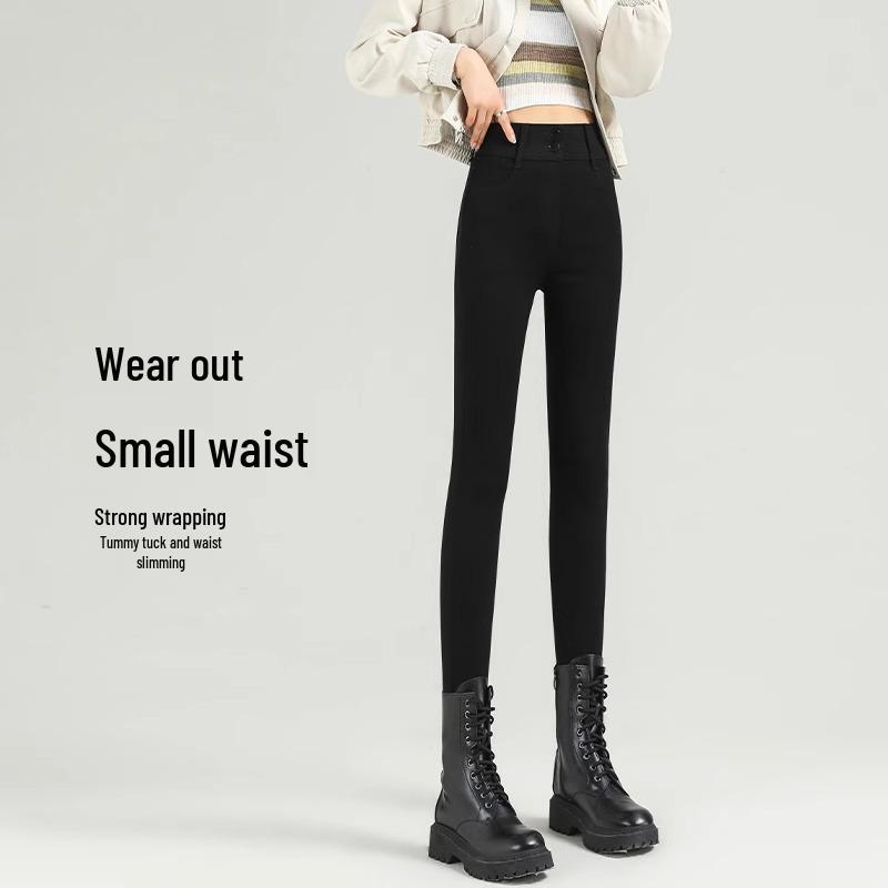 Women's 2025 High-Waisted Black Leggings - Elastic, Tight, Pencil Style for Spring