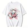 2026 New Arrival Kawaii Hello Kitty Pink Car Print Couple T Shirts Casual Loose Family Matching Outfits Parentchild Tees Tops