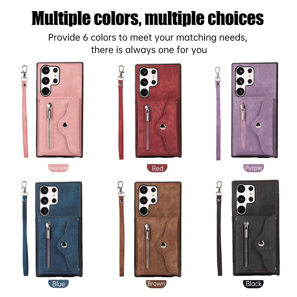 Business Zipper Cards Solt Wallet Leather Case For Samsung S26 Ultra S25 Plus S24 A26 A16 A06 A17 A07 Bag Pocket kickstand Cover