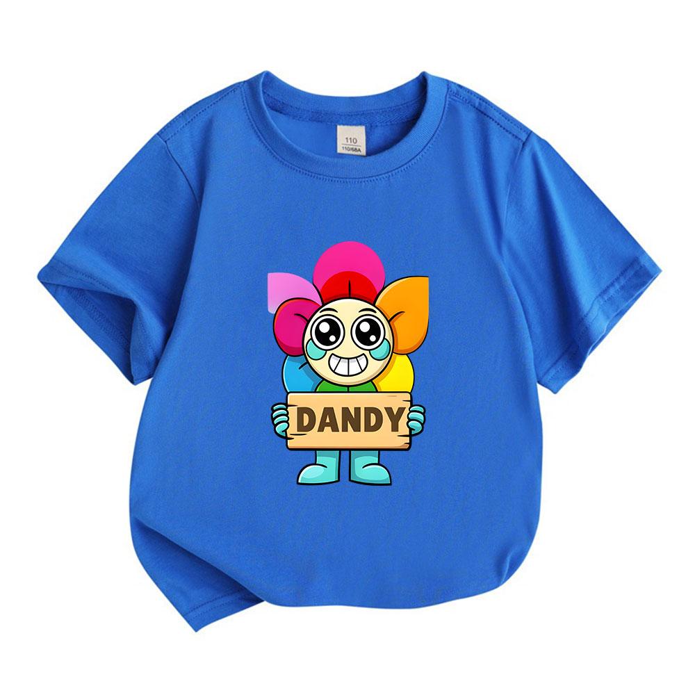 Kids Boys Girls 100% Cotton Crew Neck Short Sleeve T-Shirt Cute Rainbow Flower Dandy Cartoon Graphic Casual Comfortable Breathable Tee for Daily Outdo