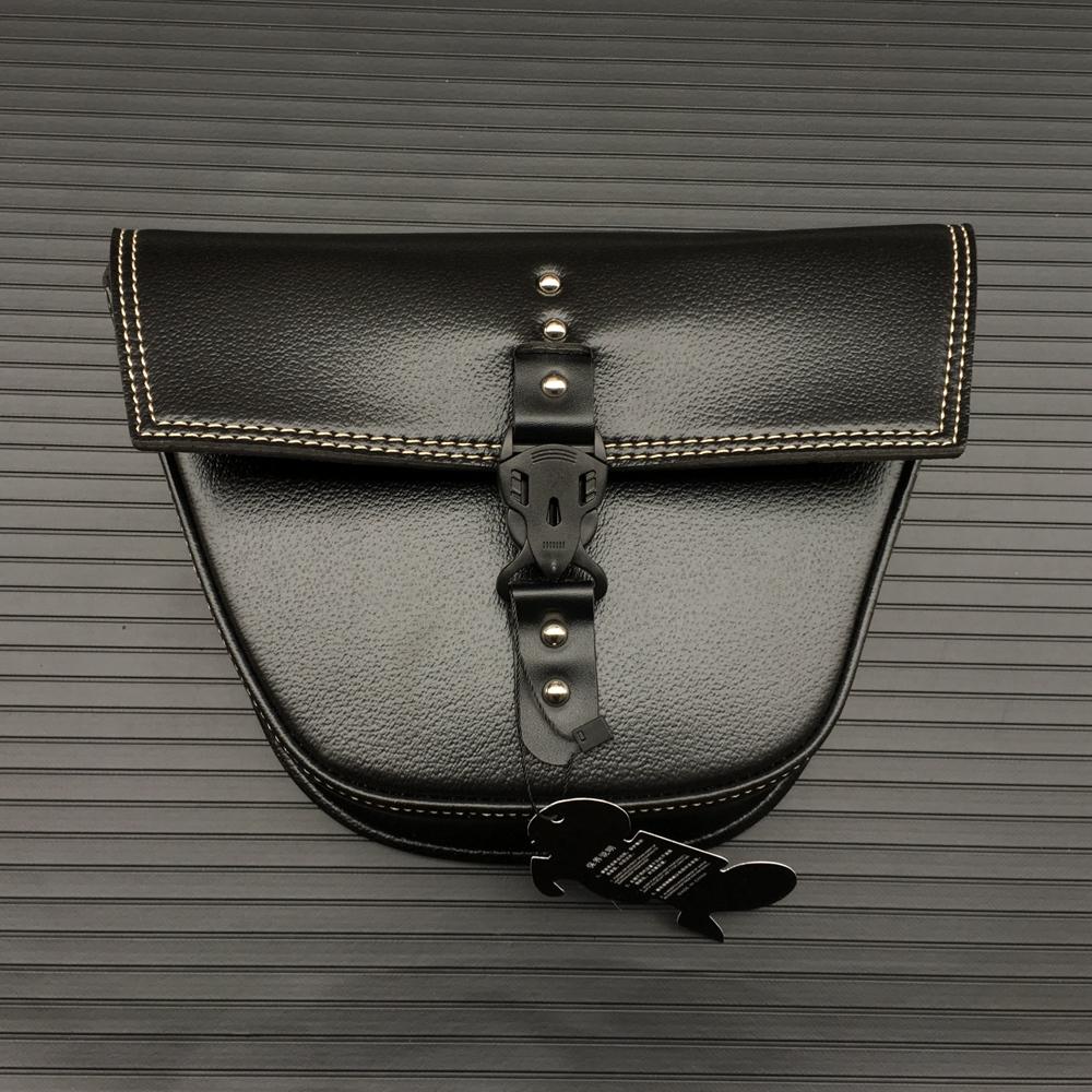 Motorcycle Saddlebag Black PU Leather Luggage Tool Bag Side Clinch Bolt Saddle Bag Universal for Harley Sportster Racer
