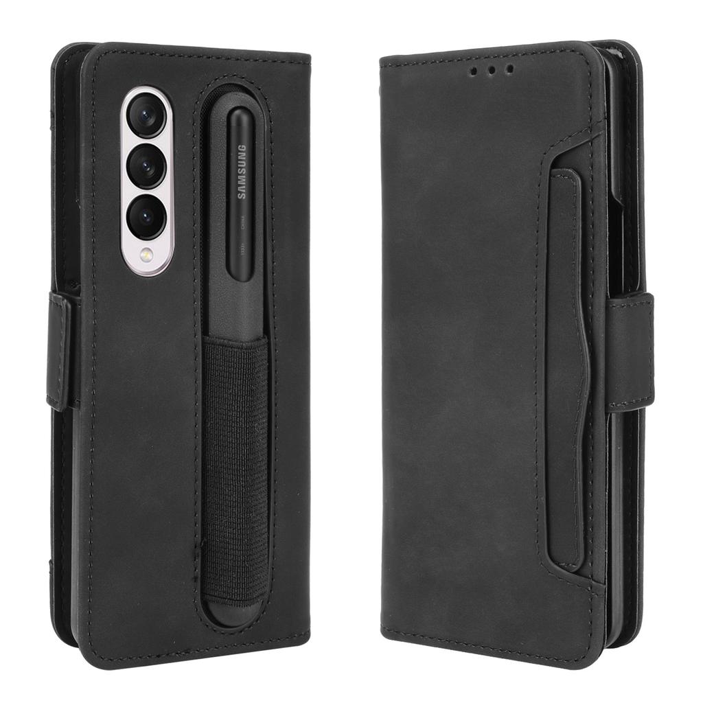 Leather Case For Samsung Galaxy Z Fold 7 6 5 4 3 Fold6 5G With Pen Slot Card Solt Holder Phone Bag Magnetic Flip Wallet Cover