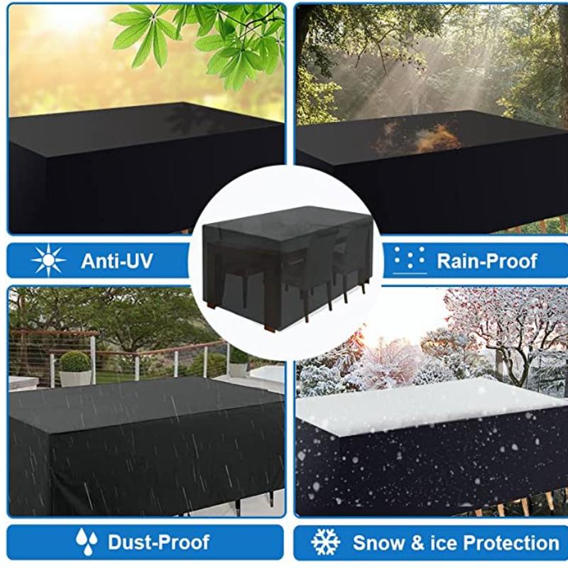 Outdoor Furniture Dust Cover, 210D Oxford Cloth, Black Silver Sofa Cover, Waterproof Cover, Outdoor Patio Furniture Cover