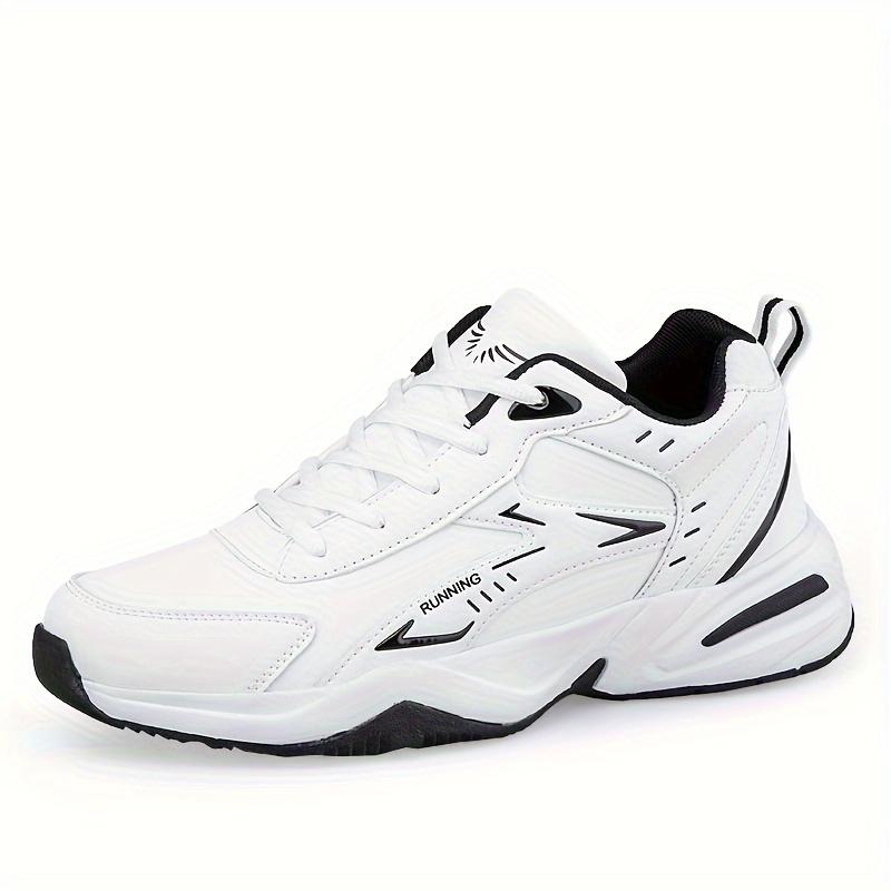 

Мужская спортивная повседневная обувь - полосатая/однотонная, дизайн со шнуровкой, дышащая тканевая подкладка и прочная подошва из ТПР 40 белый