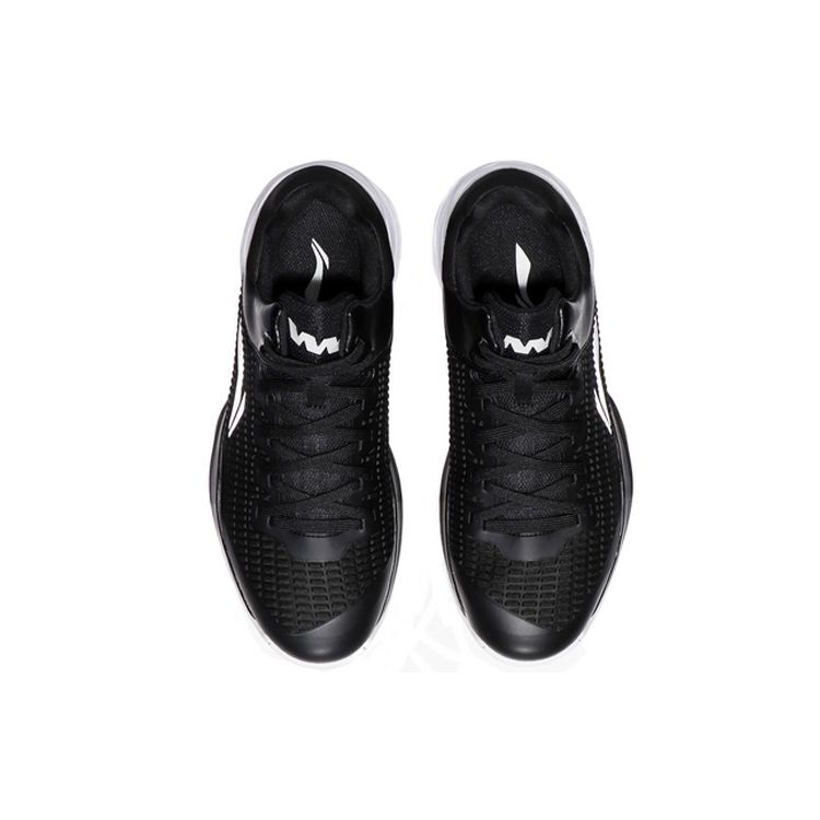 LiNing Night Walker Professional Competition Shoes Non-Slip Lightweight Low-Top Basketball Shoes Men sneaker Black White ABAN071-3