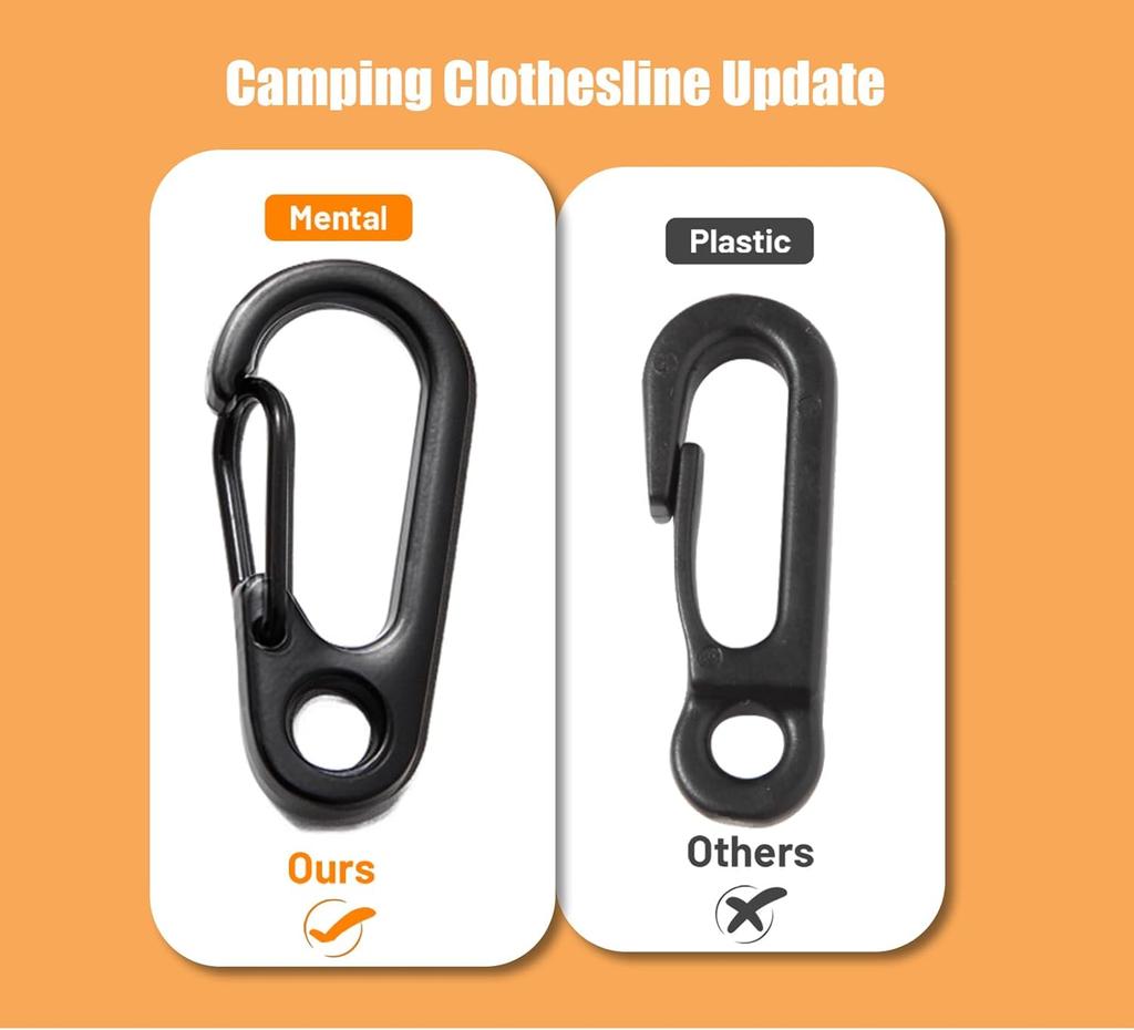Retractable Travel Clothes Cord Adjustable 32ft/10M Camping Clothesline Laundry Drying Rope for Hotel Trip Outdoor Washing Lines