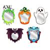 Einzigartiger Schminkspiegel Halloween Holz Dekorative Spiegel, Kürbis Geist Fledermaus Hexe Cartoon Wand Gotische Heimdekoration Dekoration, Lustig für den Eingangsbereich