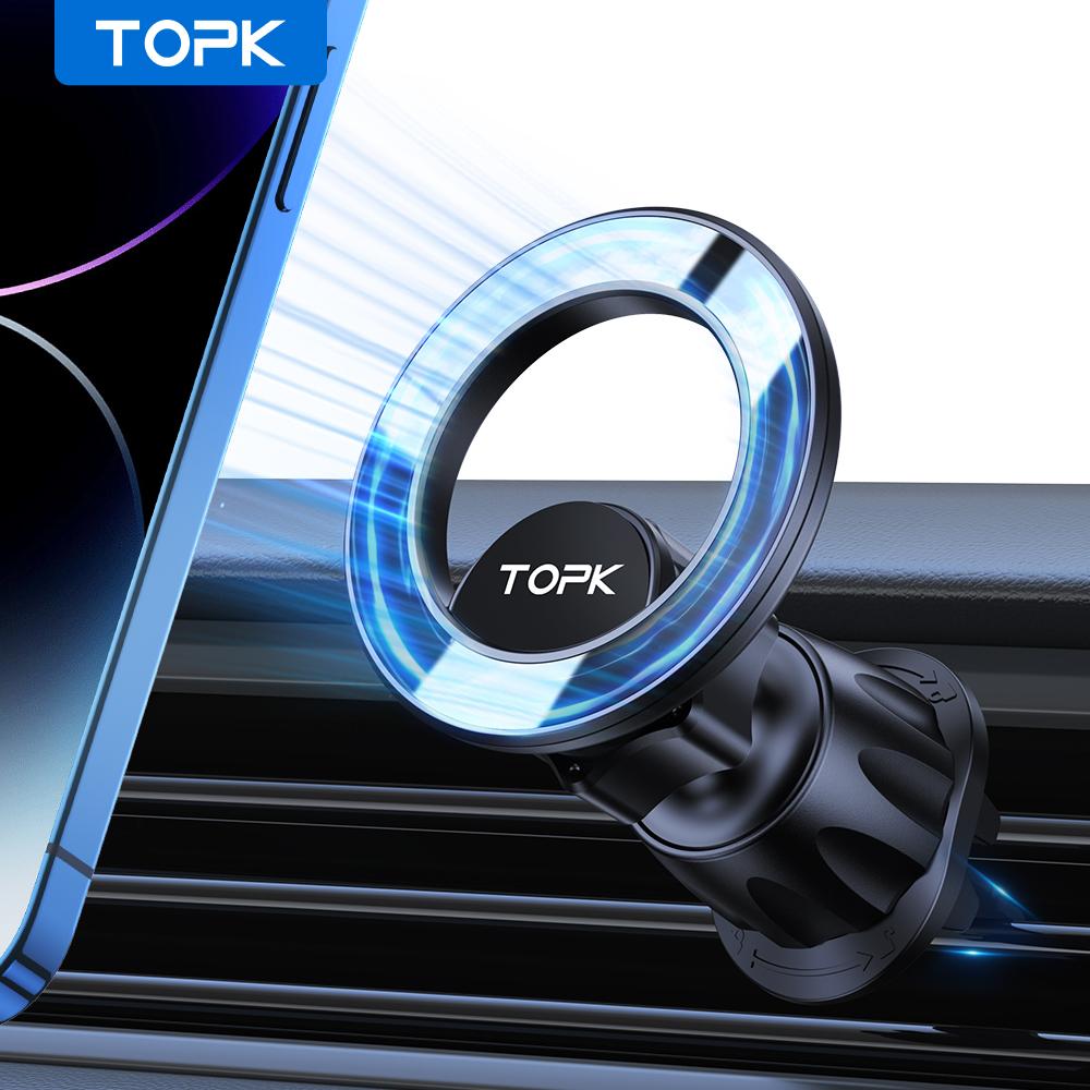 TOPK Autohandyhalter Handyhalter Auto 20 Magnete 360° drehbar Lüftungsschlitz Mag-Safe Halterung für iPhone 15 14 13 12 Pro Max