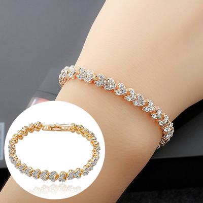 Women Fashion Full Cubic Zirconia Inlaid Bracelet Bangle Party Jewelry Gift
